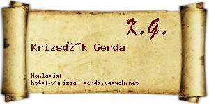 Krizsák Gerda névjegykártya